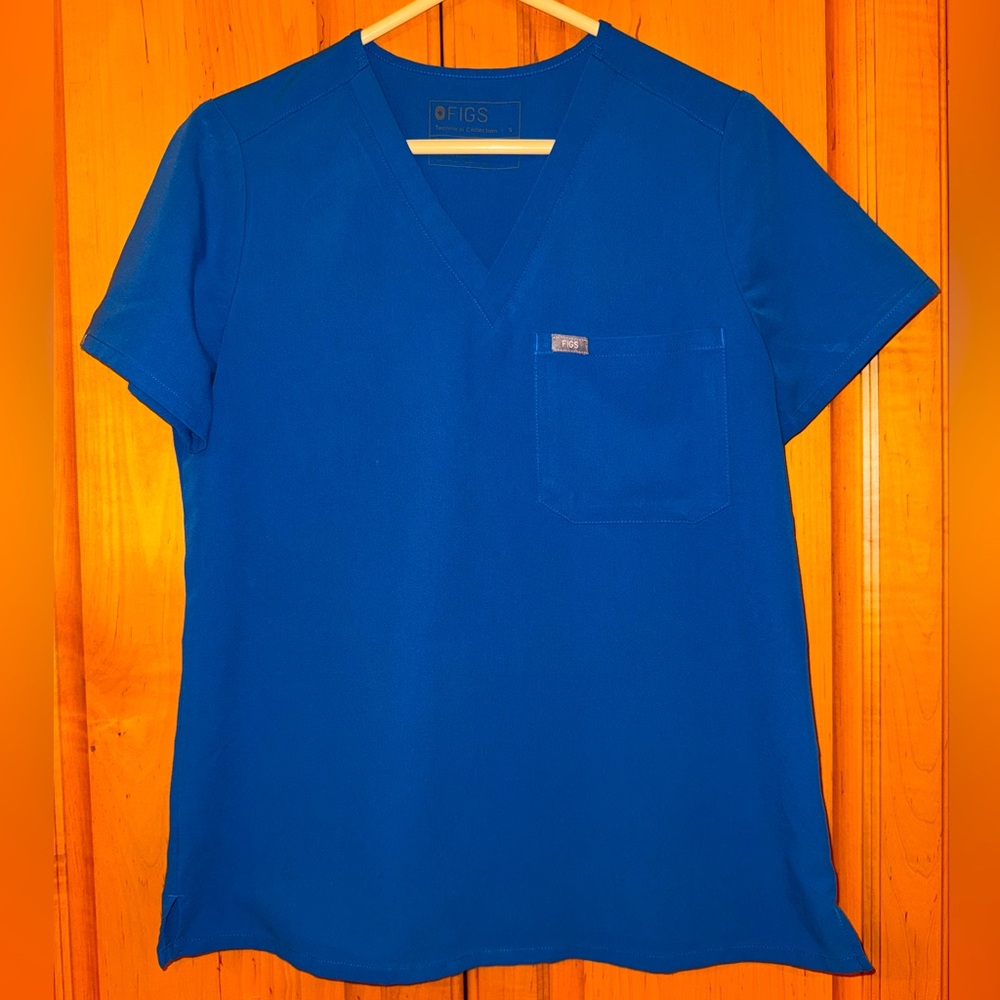 Figs Catarina One Pocket Scrub Top Royal Blue